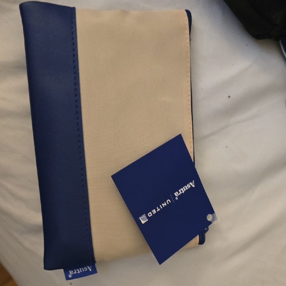 Blue and Cream Men's Bag